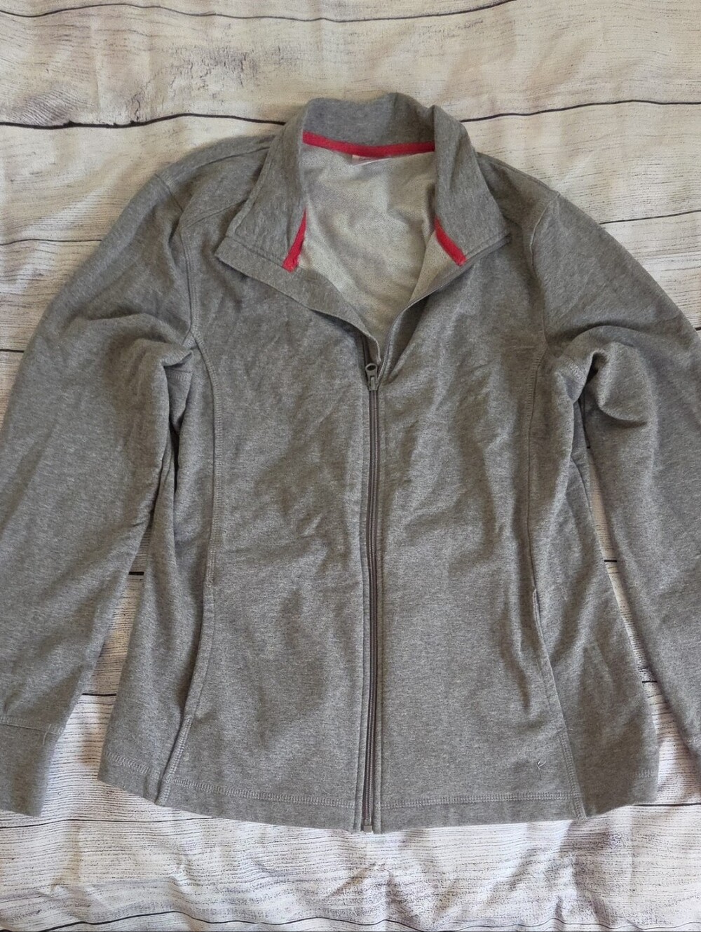 Danskin Now Gray Zip Cardigan with Pink Trim